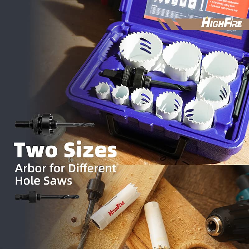 HIGHFIRE 13pcs Hole Saw Set,Bi-Metal Hole Saw Kit, M42 Bi-Metal Hole Cutter Set with General Purpose 3/4" to 2-1/2" 13set