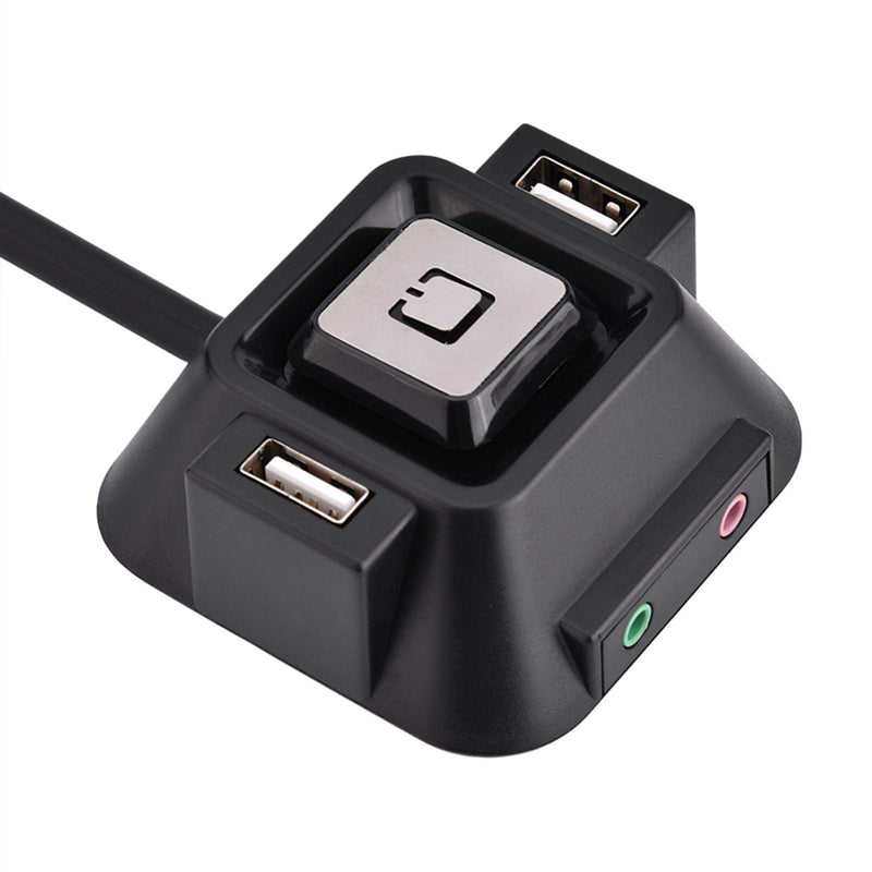 Desktop Computer Power Switch with USB Ports, Reset, and Audio Microphone Port, for Internet Cafes and Families