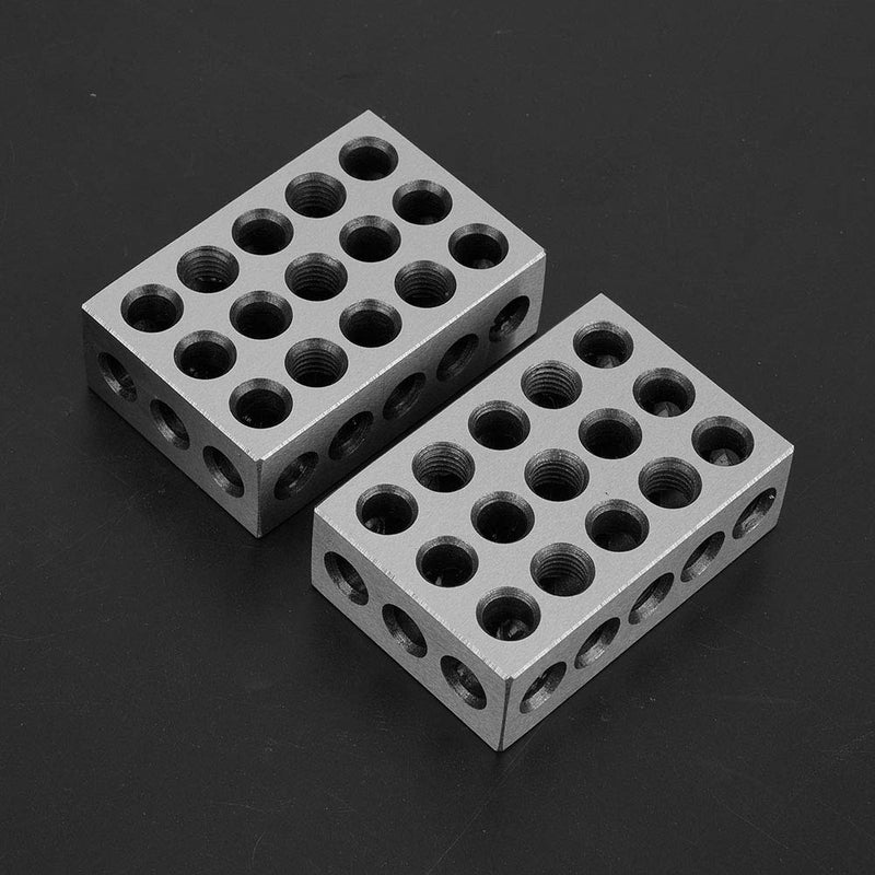 Parallel Blocks Set of 2, 1-2-3 Block Metric Parallel Underlays 23 Holes Machinist Block Precision Block for Machine Tool Matched Clamping Blocks Turning Tools 25 x 50 x 75 m