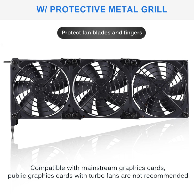 GDSTIME Graphic Card Fans, PCI Slot 3 x 90mm 92mm Fans, Graphics Card Cooler, Video Card VGA Cooler 3* 92x92x25mm fan