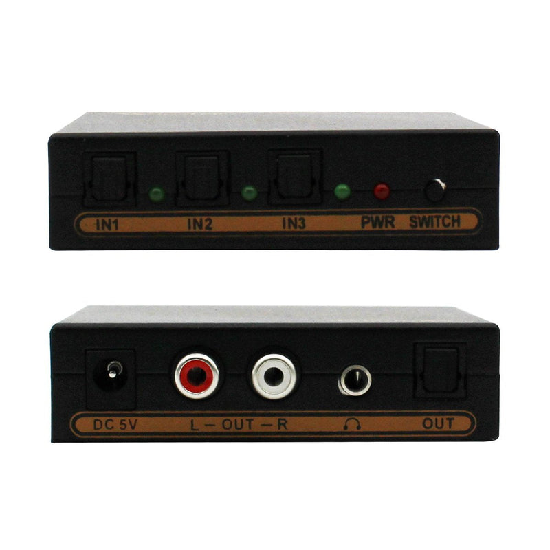 Wiistar Toslink Switch 3x1 Digital Optical Audio Switch 3x1 with Analog RCA and 3.5mm Support 5.1CH 5.1CH/ LPCM2.0/ DTS