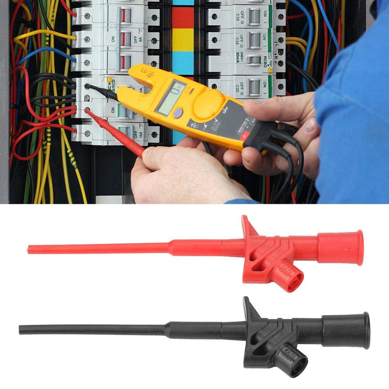 Test probe, 2 pieces. P5004 test hook clamp, quick insulated, quick professional test clamp, nickel plating, surface treatment, flexible high voltage probe