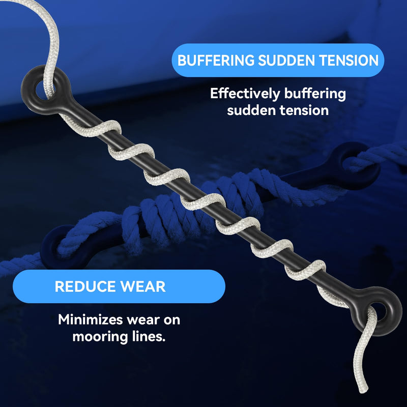 4 Pack 19.5'' Boat Snubber Dock Line Absorber Shock Marine Boat Mooring Line Rubber Snubbers Heavy Duty Flexible Marine Bungee for 7/16"-5/8" (12-16mm) Reducing Impact Noise Secure Mooring 4