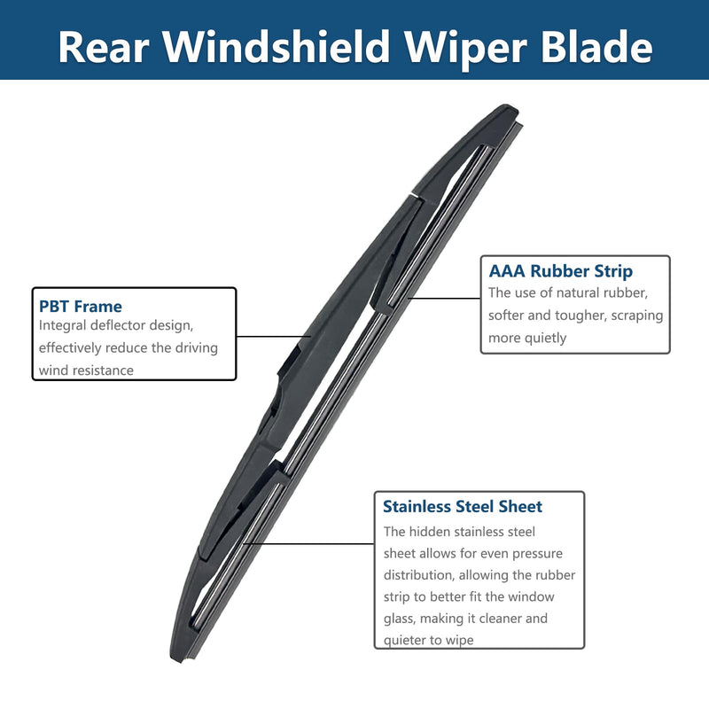 Rear Windshield Wipers Blade Arm Set for Chevrolet Cruze 2017-2019 / Buick Regal Tourx 2018-2020 Back Glass Wiper Arm Blade Replacements All Seasons Fit, Replacement OE: 13464219, 13419000