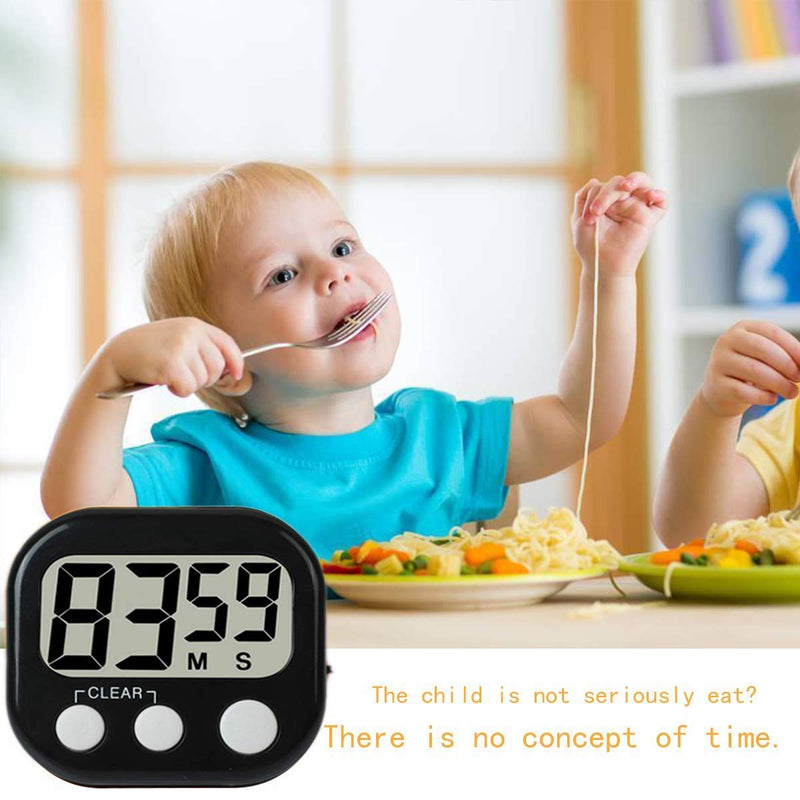 12 Pack Digital Kitchen Timer Large LCD Display Loud Alarm Strong Magnetic Stand, Minute Seconds Count Up Countdown and Simple Operation Timers for Cooking, Bathroom, Kids, Teacher, Classroom - Black 12