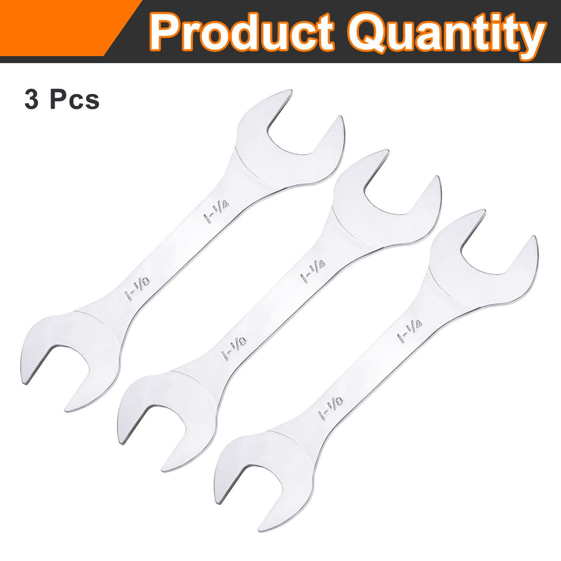 HARFINGTON 3pcs Double Open End Thin Wrench Set 1-1/8" × 1-1/4" SAE Super Thin Small Flat Head Wrench Mirror Polished Open Ended Spanner for Automotive Repair Furniture Assembly 1-1/8" × 1-1/4"