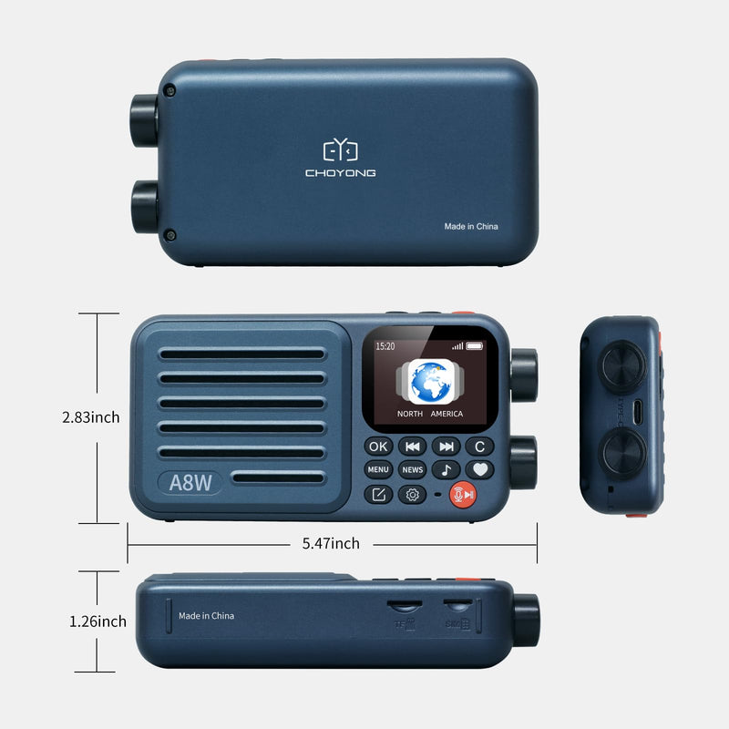 A8W Portable Smart Internet Radio Receiver WIFI/4G Radio Speaker with FM,Micro-SD Card,All World Radios,for Home with WiFi,Digital Radio,choyoung Radio