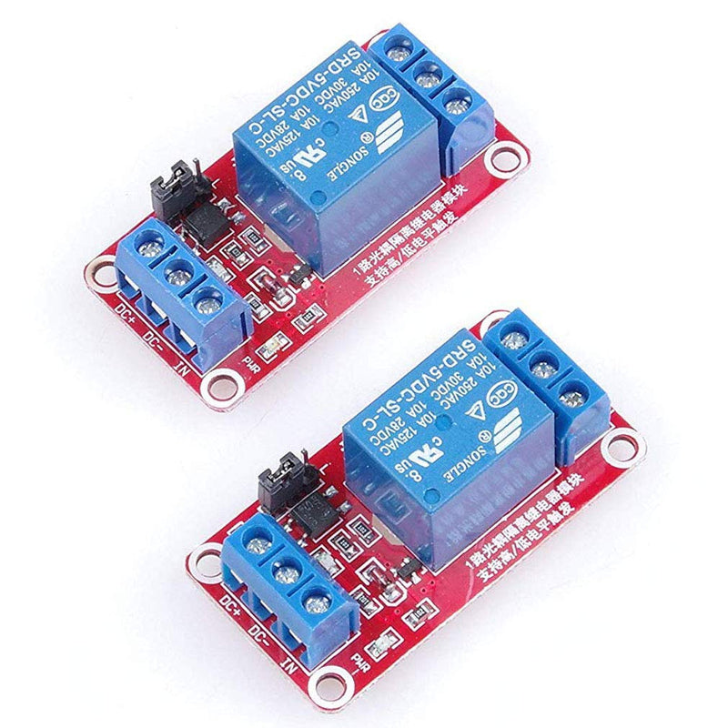 Hailege 2pcs 5V One Channel Relay Module Relay Switch With OPTO Isolation High Low Level Trigger