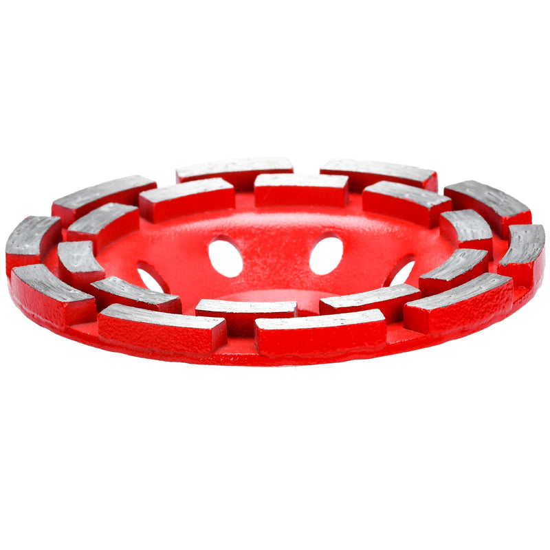Diamond Cup Wheel 125 x 22.23 mm Double Row for Concrete Red | Diamond Grinding Pot, Cup Grinder and Grinding Wheel for Concrete, Natural Stone, Tile Adhesive, Granite, Masonry