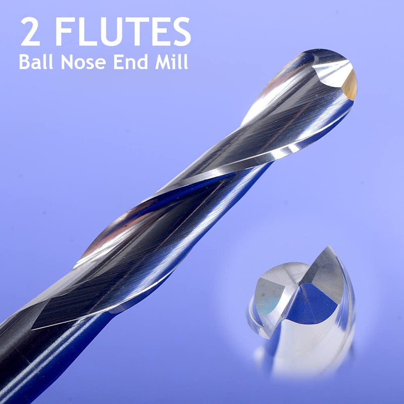 for Wood Working Set Diameter 1mm 1.5mm 2.0mm 2.5mm 3.175mm Carbide Ball Nose End Mill CNC Engraving Router Bits Milling Cutter