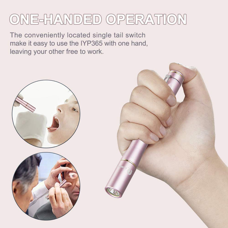 LUMINTOP IYP365 LED Penlight, Super Bright High Color Rendering Nichia LED Aluminum Alloy Pen Light for Diagnostic, IPX-8 Waterproof, 3 Modes, Powered By 2AAA Battery Pink