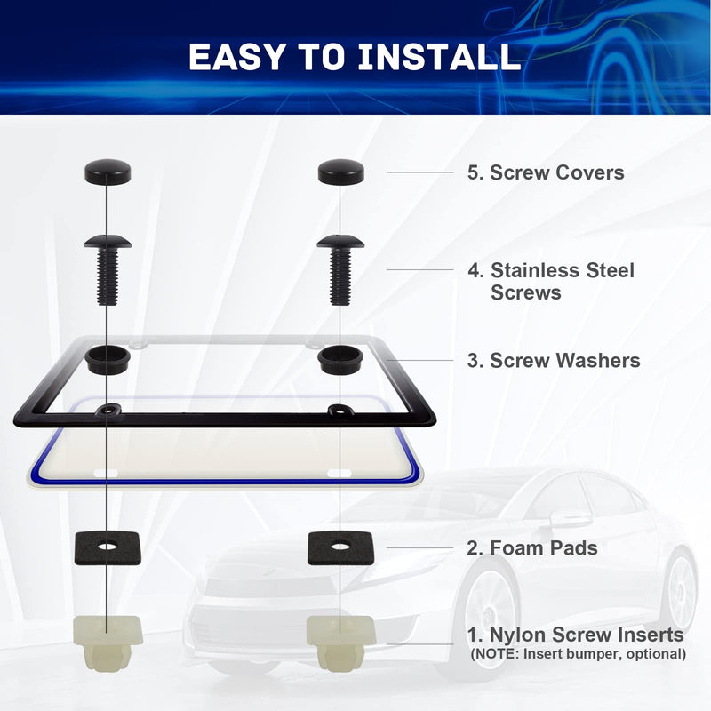 8 Sets License Plate Screws - Updated License Plate Bolts, Premium Black License Plate Screw Kit, Rustproof Stainless Steel Screws for License Plates & License Plate Frames on Cars.