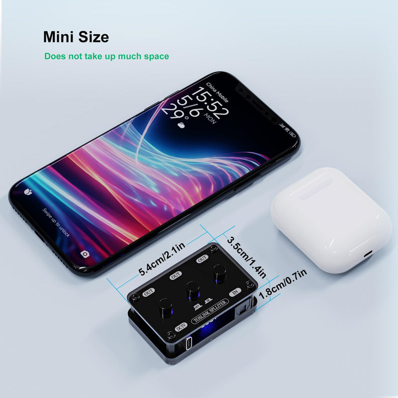 Digital Optical Audio Splitter 1 in 3 Out SPDIF Toslink Optical Splitter with Independent Channel Switch, Support Up to 192k/24Bit Compatible with LPCM2.0/DTS/Dolby-AC3 5.1 Channels