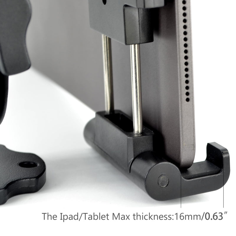 Aluminum Arm Heavy Duty Tablet Mount Drill Base - for 6.5"-12.9" Tablet iPad Pro/Mini, iPad Holder for Truck, Car,Dashboard,Desk,Wall-Swivel with 1 inch/25mm Ball Joint