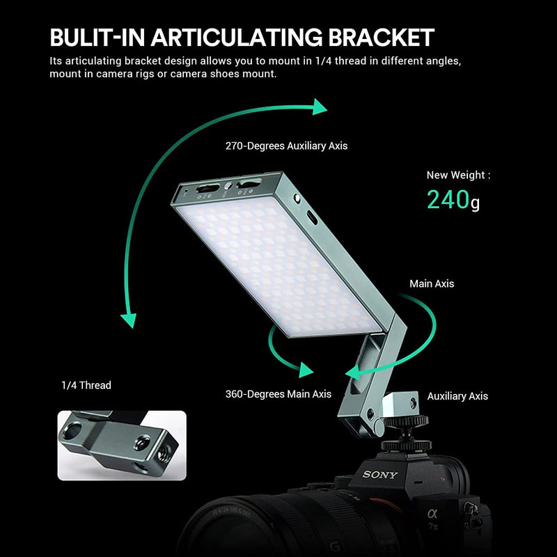 Godox M1 RGB LED Full Color Video Light,Pocket Size RGB Mini Video Light，13W 2500k-8500k Adjustable,CRI97 TLCT97,Music Beats Light Function and 40 FX Lighting Effects with Aluminum Alloy Shell(Gray) Gray