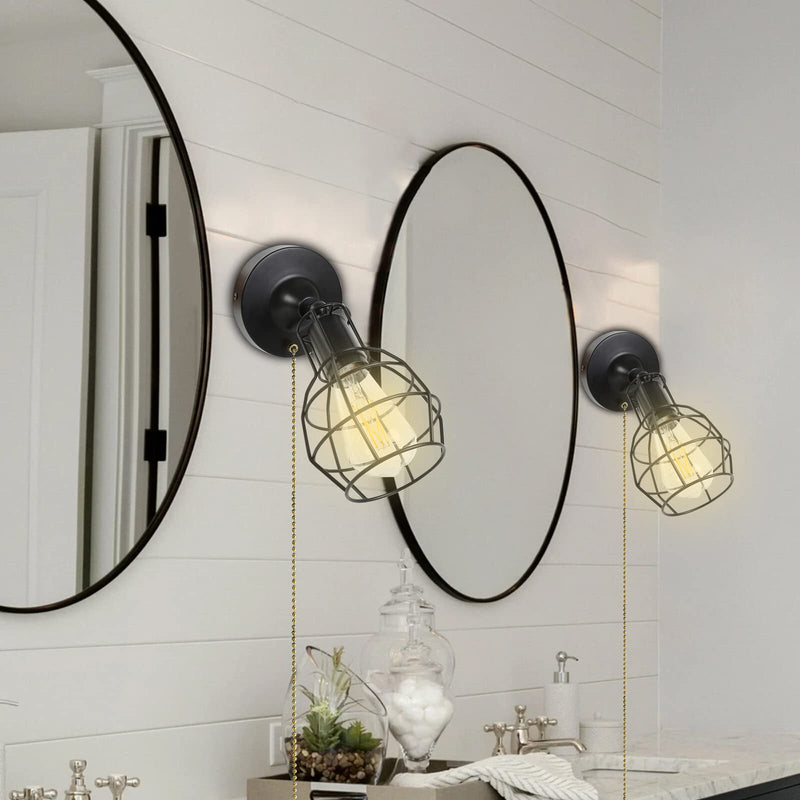 2-IN-1 Ceiling Light & Wall Sconce with Adjustable Pull Chain , Industrial Ceiling Light for Hallway/Entryway/Bedroom/Farmhouse