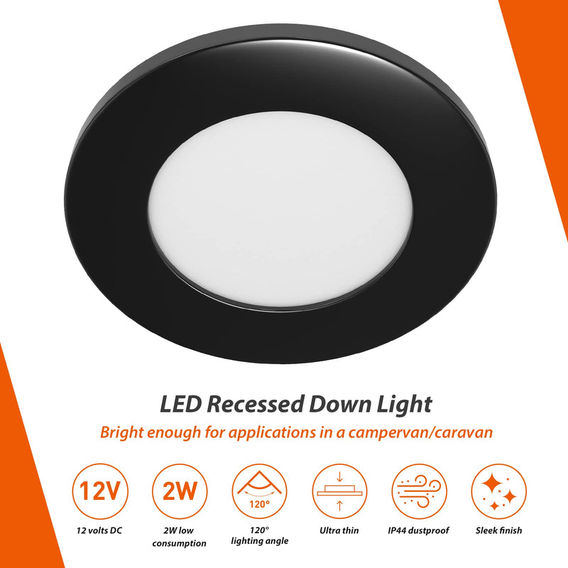 Dream lighting RV Lights Interior - Low Voltage Under Cabinet Lighting - 3000K Warm White RV Boat Interior Light Fixture - 2W 100 lumens Black Puck Light, 2.7inch, Pack of 6 Pack 6