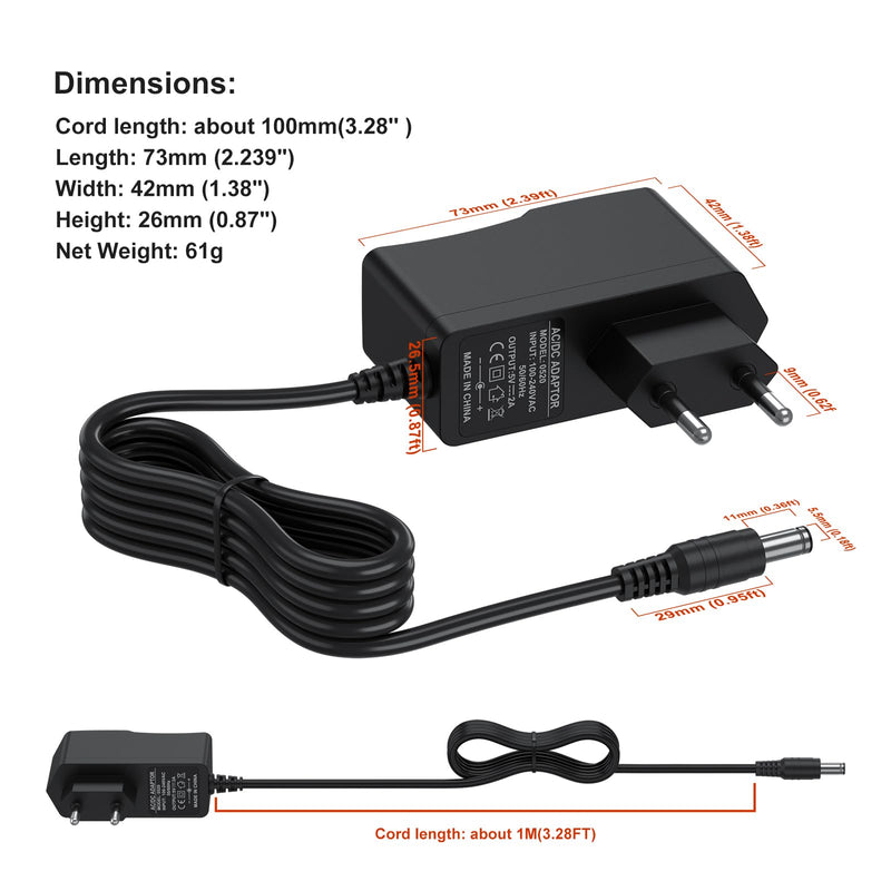 Mugust AC Adapter 5V 2A Power Supply, AC220V 230V to DC5V 500mA 1000mA 1500mA Power Driver 5.5mm with 8 DC Plug Adapters Converter Inverter Charger Transformer AC/DC Adapter (5V2A) 5V2A