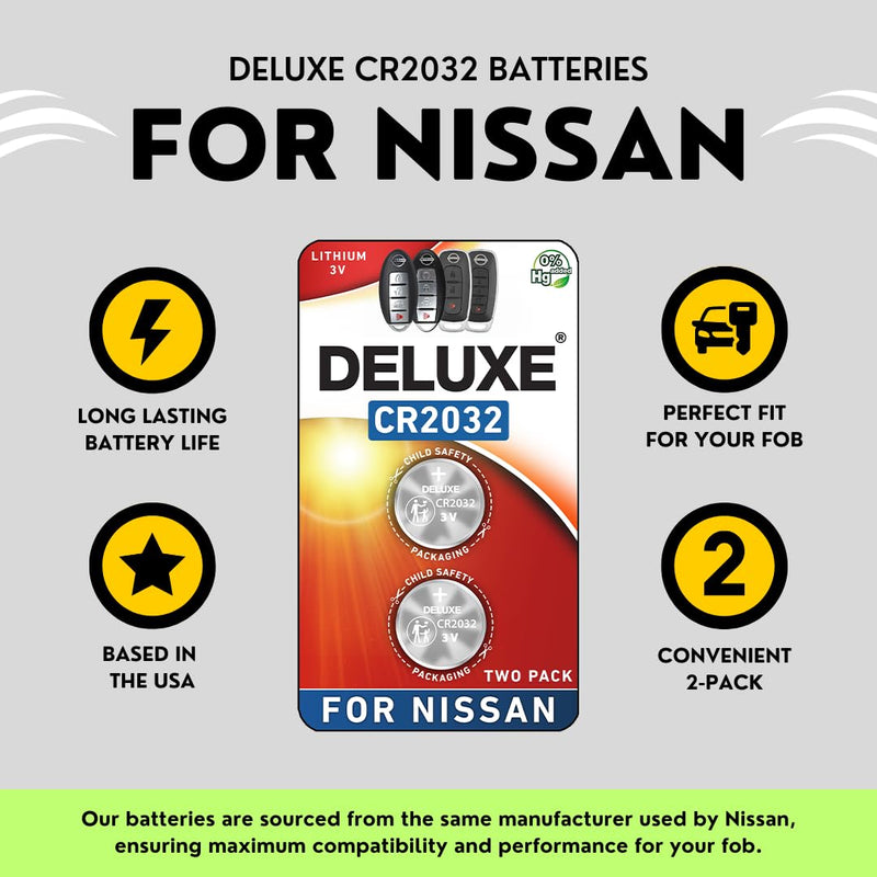 Key Fob Battery Replacement for Nissan (Rogue Altima Sentra Versa Pathfinder Murano Maxima Kicks Titan Frontier Infiniti Armada Leaf Juke Quest ) Smart Remote (Pack of 2) (Check Fitment Guide)