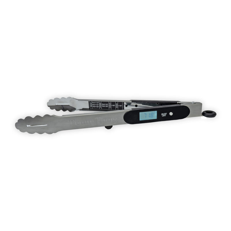 | Tongs Plus Thermometer | FDA Grade Stainless Steel | Great for BBQ or Grilling | Meat Thermometer | Heavy Duty | Silicone Grip