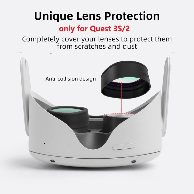 Merryhome(1 Pack) VR Lens Protector, Blue Light Glasses, for Quest 3S/ Quest 2 Accessory, Not for Quest 3, Lens Replacement, Anti-Glare, Dust, Easy to Install-Black Black