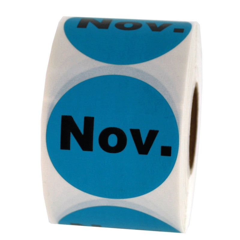 LabelValue.com | November Date Inventory Labels 1.5" Round - 500 Blue Labels Per Roll
