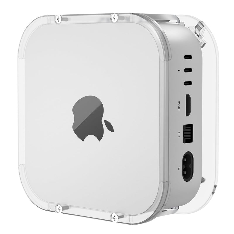 Clear Acrylic Wall/Under Desk Mount for Mac mini M4 / M4 Pro 2024 - Mac mini M4 Stand Holder with Easy Power Button Access (Holder Only)