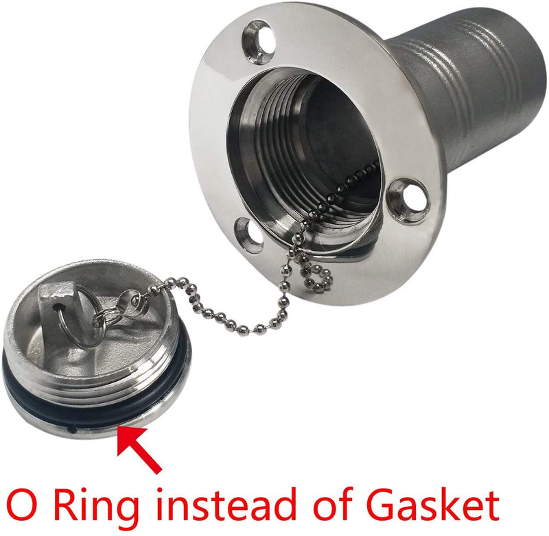 ISURE MARINE 1-1/2"(38mm) Boat Gas/Fuel/Diesel/Water/Waste Deck Fill/Filler with Keyless Cap 1-1/2" Marine Mirror- Polished 316 Stainless Steel Hardware for Boat Yacht Caravan WASTE 1-1/2"
