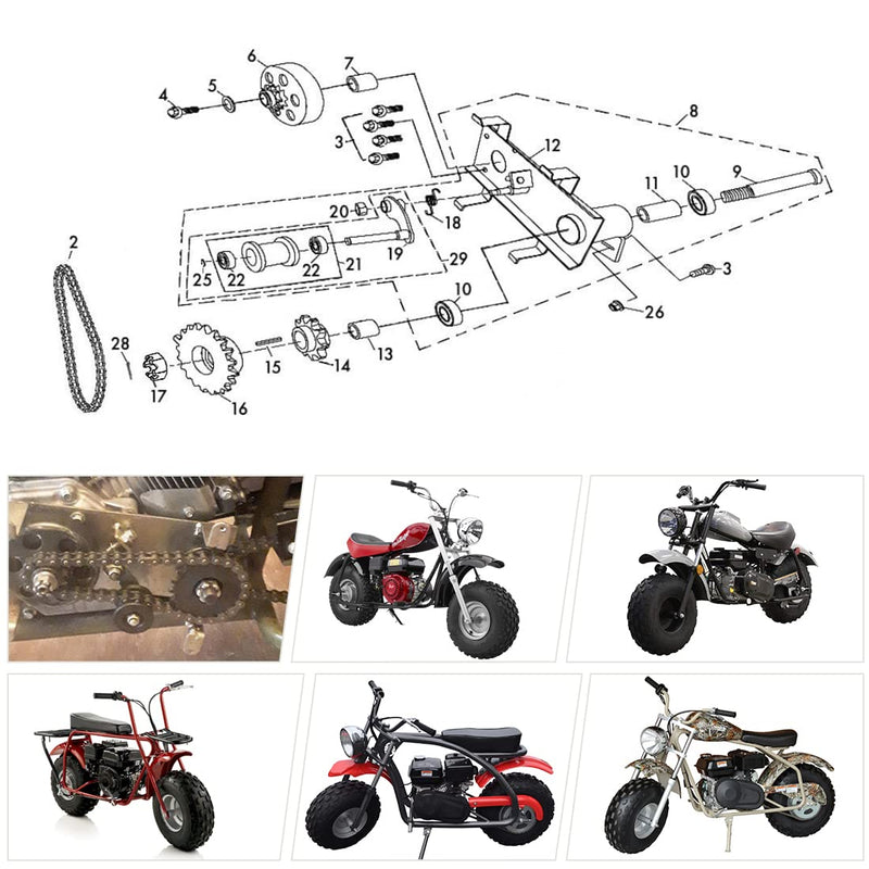 YOXUFA Mini Bike Chain Tensioner with 1-3/4" Roller Replacement for Coleman CT200U BT200X CT200U-EX Mini Bike Baja Warrior MB200 Massimo TrailMaster Predator 212 196cc 200cc 6.5hp Powersports Parts black