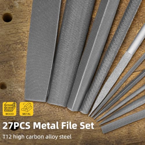 TARIST 27PCS Metal File Set, Include Steel file/Small file/Sandpaper/Brush