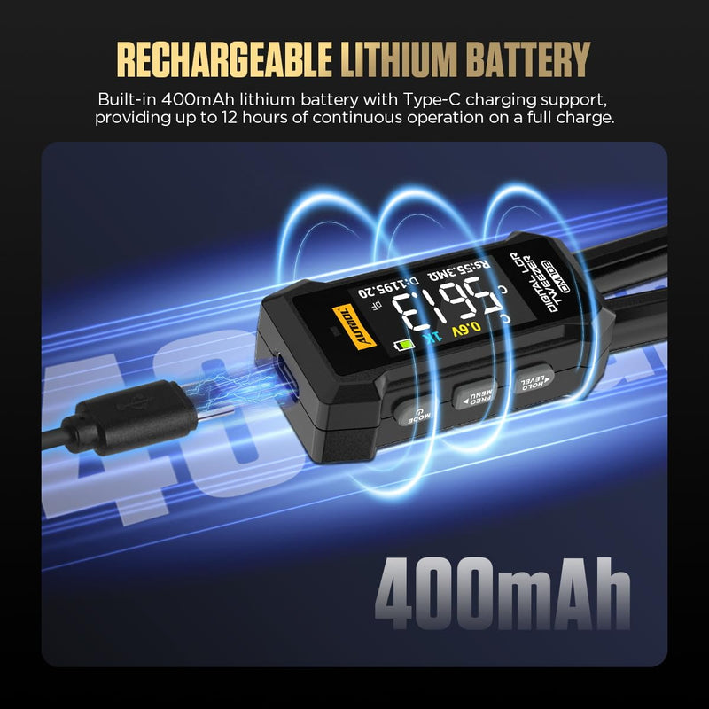 AUTOOL DM103 LCR Meter, LCR Meter, 10KHz LCR Meter Tweezer, Intelligent SMD Components Tester - Measuring Resistors, Chokes, Diodes, Capacitors, Voltage & Continuity Testing