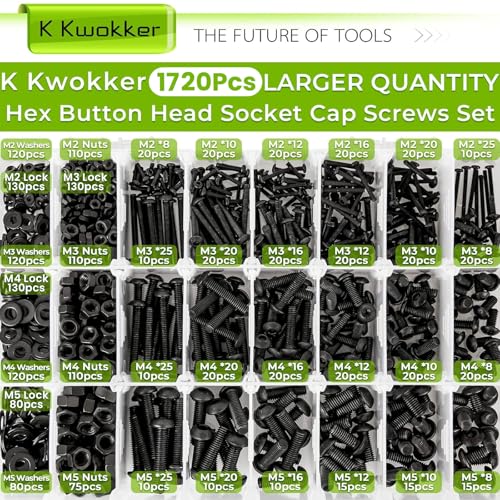 M2 M3 M4 Hex Socket Screw Set and M2 M3 M4 M5 Hex Button Head Screw Kit