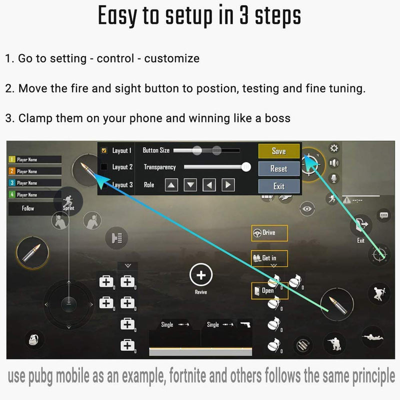 Mobile Game Controller Handle for Smartphone Gaming Trigger for PUBG/Rules of Survival Smartphone Game Controller Joystick for Android Smartphone Joypad (R8 Handle)