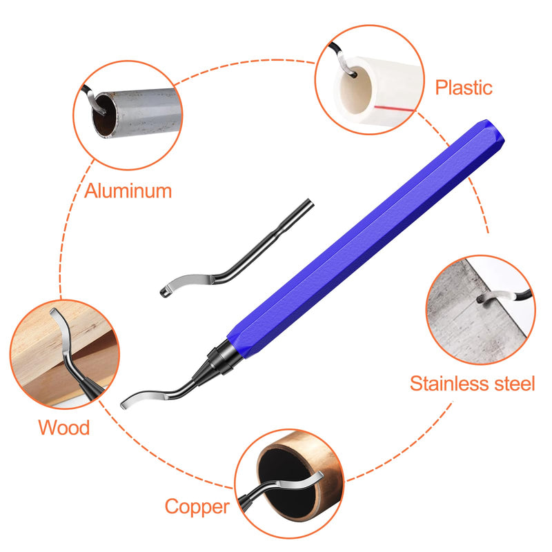 Frevoitna deburring tool universal, 360° rotating deburring metal, hand deburring with 10 replacement blades, deburring tool, blade cutting tool for 3D printers, plastic, aluminum