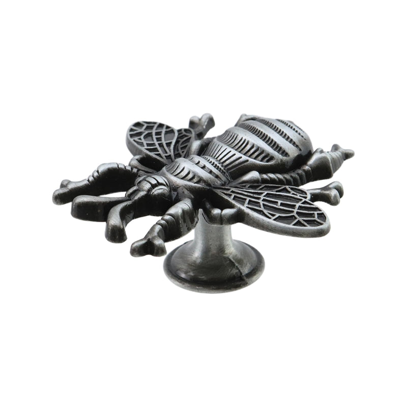 HEVSTIL 6 Pack Bee Shape Cabinet Knob,Nature Theme Single Hole Pulls Vintage Matte Gold Pewter Cabinet Knobs for Cabinet Dresser Knobs Furniture Door,Pewter