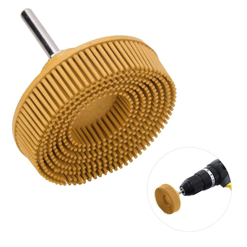 Bristle Brush Disc 3 Inch Rubber Abrasive Brush Polishing Grinding Disc for Burr Rust Removal(Yellow) Yellow