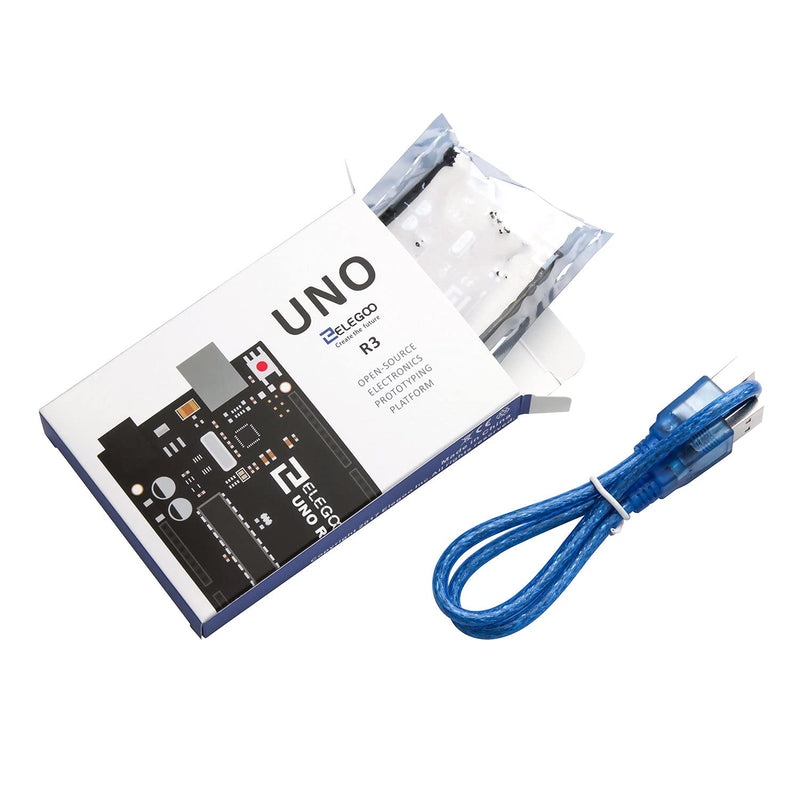 ELEGOO UNO R3 Microcontroller Board with USB Cable Compatible with Arduino | Development Board 16MHz, 32KB Flash, 14 Digital I/O, 6 PWM Outputs, RoHS, for Maker & DIY Projects