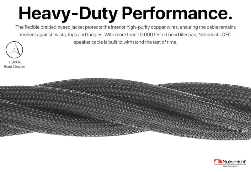 Nakamichi Excel Series 24k Gold Plated Banana Plug with (6 Feet) 12AWG Speaker Cable Wire 99.9% Oxygen-Free Copper (OFC) Heavy Duty Braided for Amplifier Hi-Fi Home Theatre - Black (6ft/1.8m) 6-Feet (1.8m) Black (12 AWG)