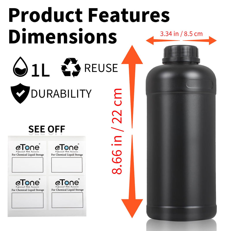 3X 1000ml Round Container Darkroom Chemical Storage Bottles Film Photo Developing Processing Equipment 1L