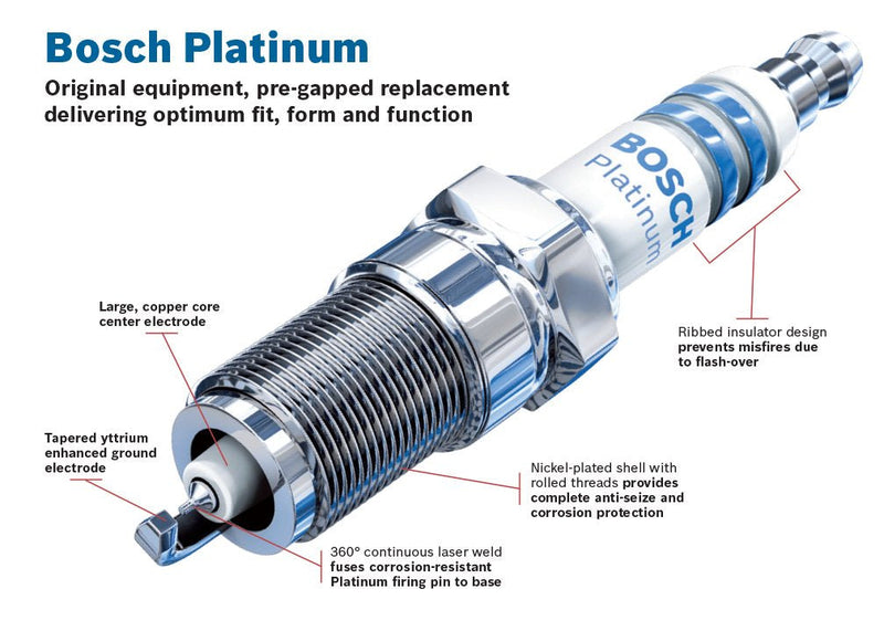 BOSCH 6707 OE Fine Wire Platinum Spark Plug - Pack of 4