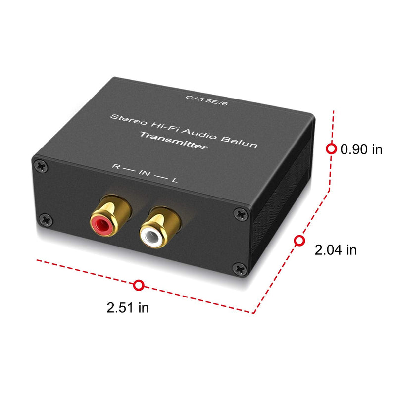 Stereo Hi-Fi Audio Balun, Analog Audio Extender, Stereo RCA to Stereo RCA Audio Over Cat5e/Cat 6 Extender