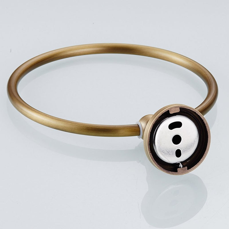 Leyden Towel Ring Antique Brass Hand Towel Holder Bathroom Accessories Brushed Shower Towel Hanger Round Wall Mounted Retro Brass