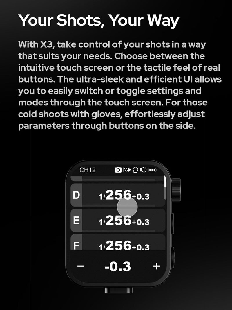 Godox X3N TTL Wireless Flash Trigger for Nikon - OLED Touchscreen Transmitter, Built-in Lithium Battery, Perfect for Godox V1 & V100