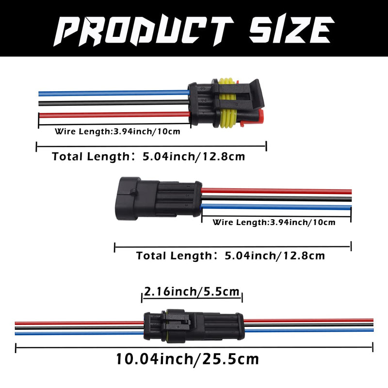 mxuteuk 6 Pack 3 Pin Plug Car Waterproof Electrical Connector,16 AWG Male Auto Female Adapter with 10cm Wiring Harness Sockets Wire for Truck,Car, Boat DJ7031-X