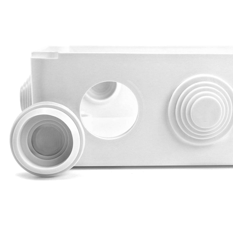 QWORK Surface-Mounted Junction Box, Junction Box, Waterproof, Dustproof, IP65, ABS Plastic, Universal Electric Project Enclosure, White, 150 x 110 x 70 mm