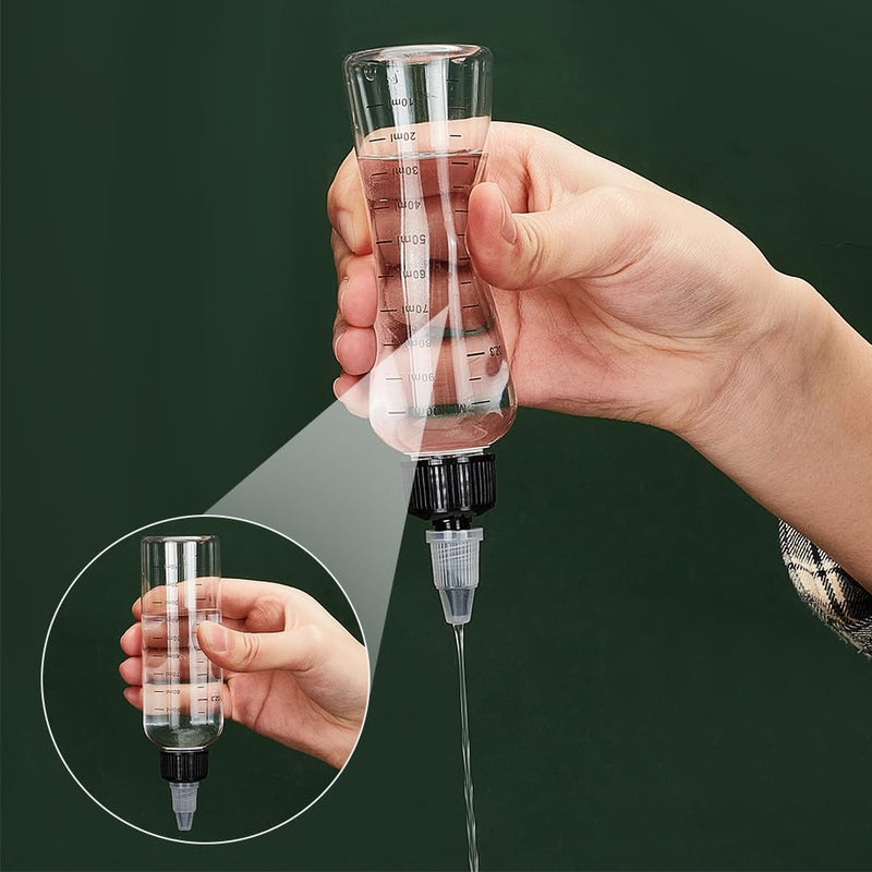 BENECREAT 10PCS 100ml/3.38 oz Transparent Plastic Squeeze Bottles with Scale and Black Twist Cap Graduated Squeeze Dispensing Bottles for Ink Liquid, Oils, Gels, Glue (Pack of 2) 3.38 oz (Pack of 2)