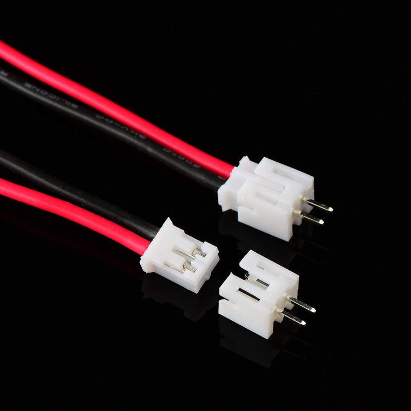 GTIWUNG 20 Pairs JST Connectors, JST 2.0mm 2 Pin Plug with 80mm Cable Wire, JST 2.0 PH 2 Pin Connector Plug, 2-Pin Connector Plug Male & Female