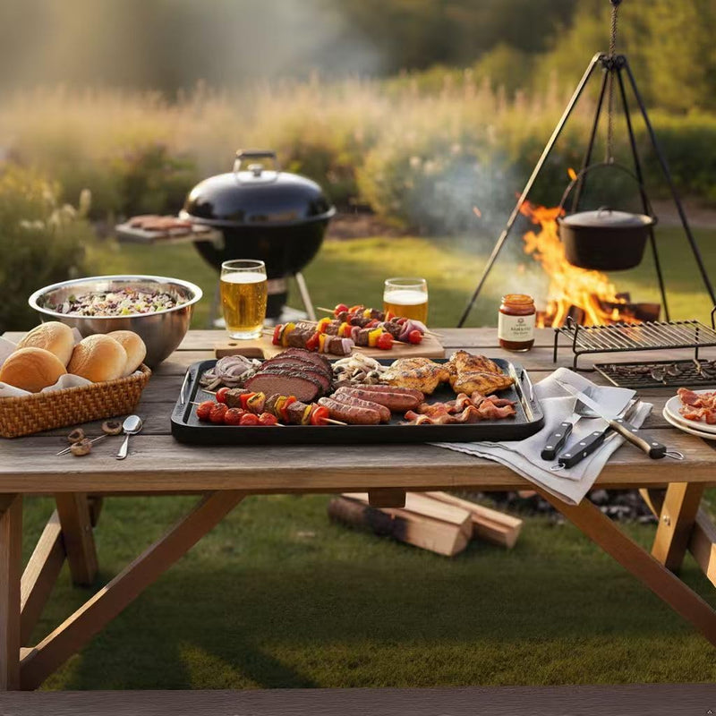 Cusimax Stove Top Griddle, Non-Stick Pancake Griddle, Flat Top Grill for Gas Stove/Charcoal Grills/Smokeless Grills/Outdoor Grill or Campfire, Aluminum, Dishwasher Safe, 14.96" x 8.66" 14.96 x 8.66