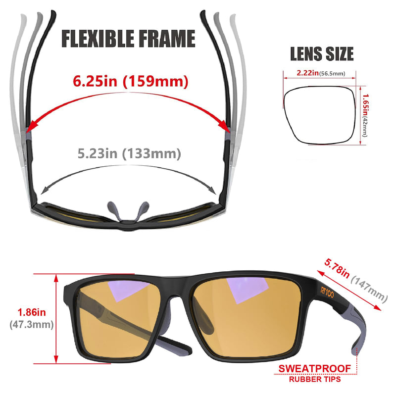 HD Premium Gaming and Computer Screen Yellow Tint Glasses Blue Light Blocking 86% Reduce Glare Anti Eyestrain P1a Matte Black