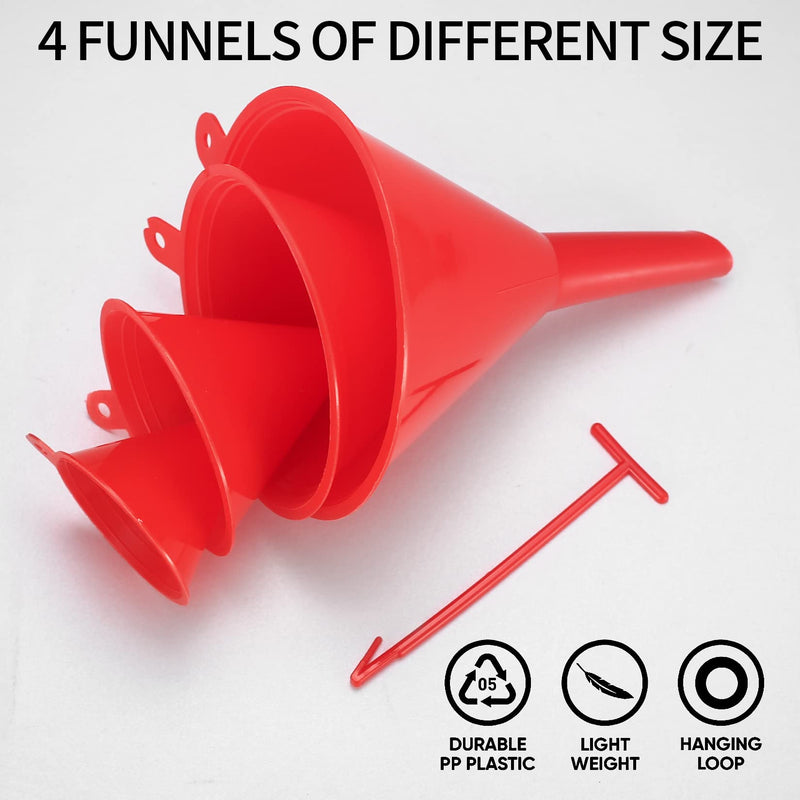 XhjzgcTec 8 Pcs Plastic Funnel Set, Oil Funnels for Filling Bottles or Containers, Multipurpose Wide Mouth Funnels for Kitchen/Laboratory/Garage/Car Liquids/Oil/Dry Goods/Bottles/